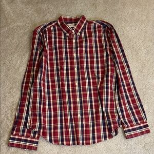 J. Crew Men's Red and Blue Plaid Shirt